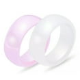 thumbnail image 4 of 8mm White/Black/Pink Ceramic Wedding Band Women's Party Engagement Ring Size 6-9, 4 of 6