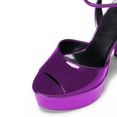 thumbnail image 4 of YDN Women's Thick Platform Open Toe Sandals Chunky High Heel Buckled Strap Pumps Shopping Daily Summer Shoes Size 7.5 Purple, 4 of 4