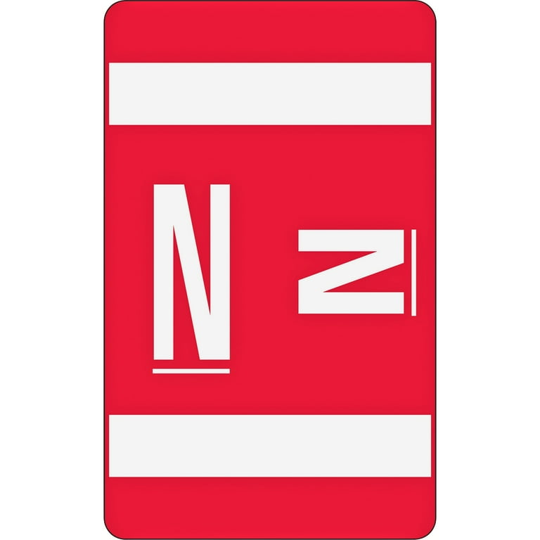 AlphaZ Color-Coded Second Letter Alphabetical Labels, N, 1 x 1.63, Red, 10/Sheet, 10 Sheets/Pack AlphaZ Color-Coded Second Letter Alphabetical Labels, N, 1 x 1.63, Red, 10/Sheet, 10 Sheets/Pack