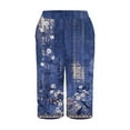 thumbnail image 4 of Charmgo Womens Shorts, Linen Shorts for Women Summer Casual Elastic High Waisted Knee Length Shorts Loose Wide Leg Shorts with Pockets, Summer Shorts for Women Blue L, 4 of 5