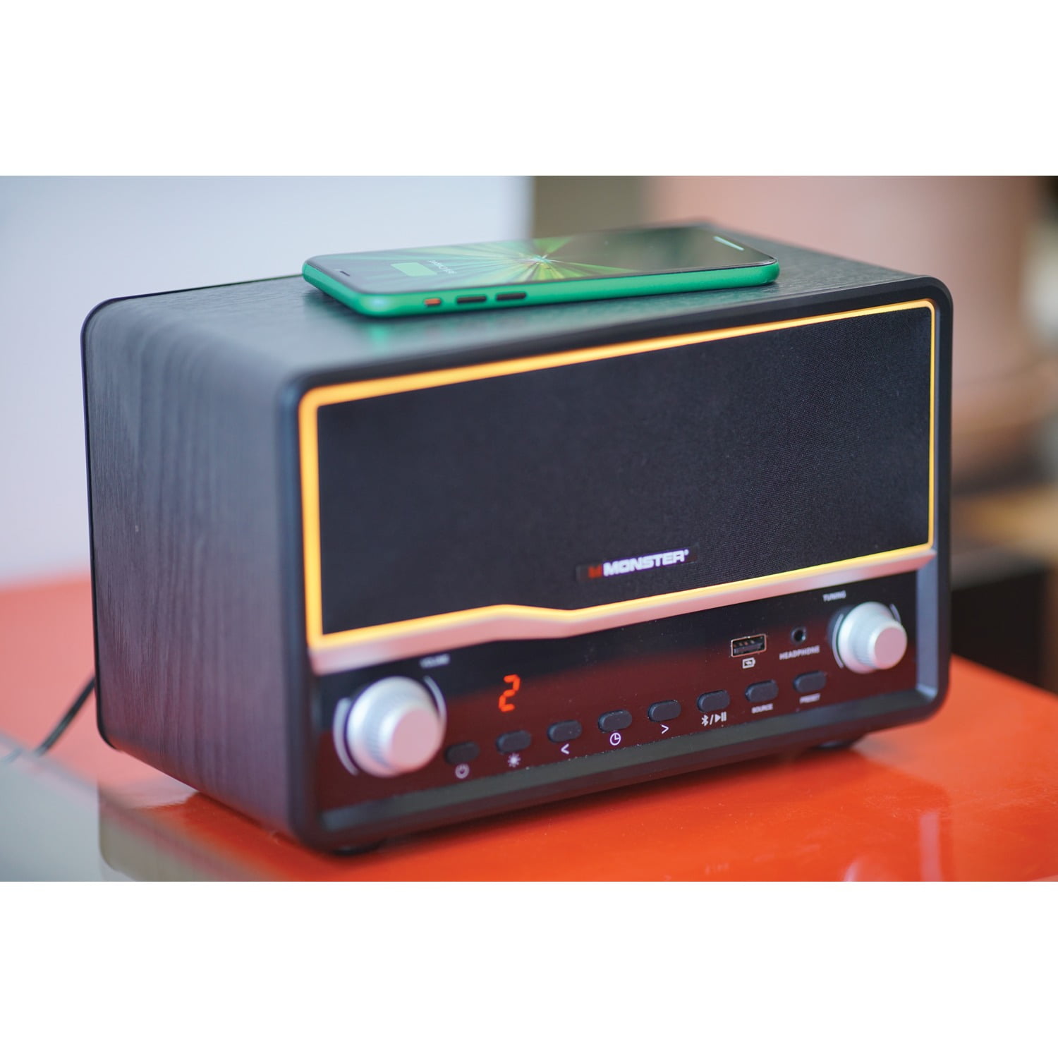 monster decora bluetooth clock radio