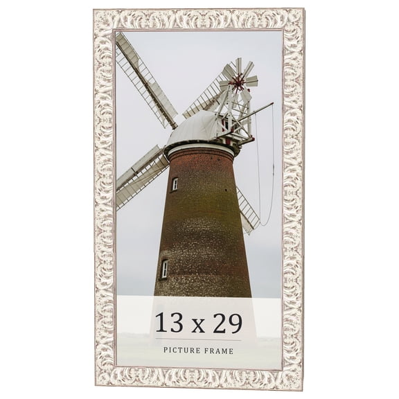13x29 Frame White Real Wood Picture Frame Width 1.5 inches | Interior Frame Depth 0.5 inches |