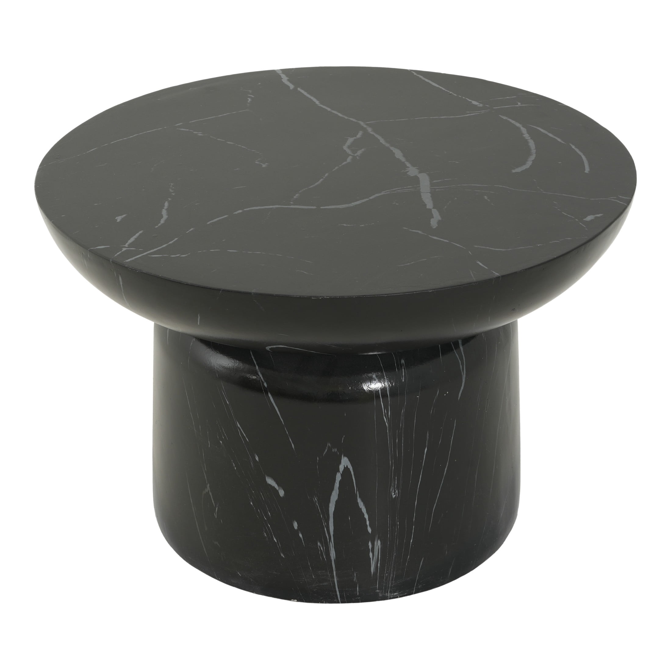 Christopher Knight Home 24" Modern Round MGO Coffee Table, Indoor Outdoor Use, Black Marble Effect
