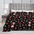 thumbnail image 2 of Cherry Flannel Fleece Throw Blanket, Cute Cherry All Season Bed Blanket Fresh Fruit Fuzzy Blanket for Boys Girls Women Men, Cartoon Cherry Bedroom Decor Plush Blanket Queen 50"x60", 2 of 8