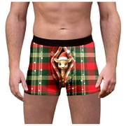 FhsagQ Underwear Men's Underwear with Pouch Support Comfortsoft Male Plaid Christmas Day Printed Underwearny Fitting Mid Waist Briefs Men's Underwear Boxers Brief 5Xl Comfortsoft Red M