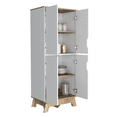 thumbnail image 5 of Pamplona Double Kitchen Pantry, Double Door, Four Legs, Four Shelves Light Oak / White, 5 of 9