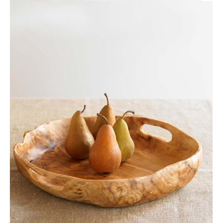 Natural Root Wood Serving Tray with Handles