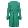 thumbnail image 5 of Womens Casual Long Sleeve Fall Dress Scoop Neck Button Solid Color Knee Length Dress High Waist Loose Comfy Dress, 5 of 6