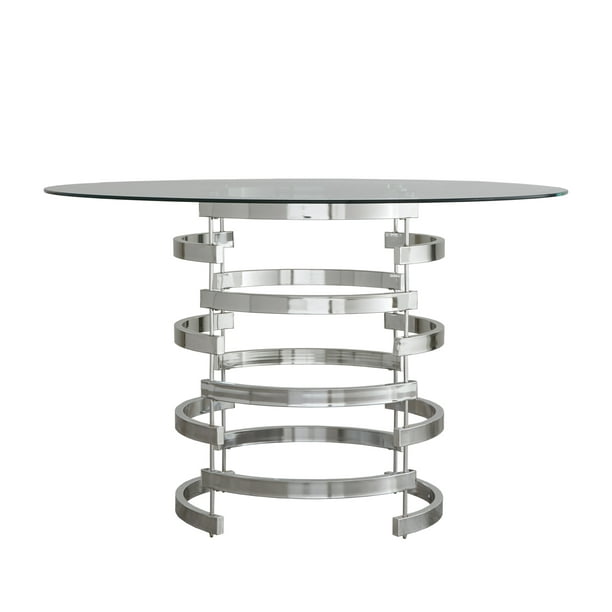 48 Round Glass Dining Table, Round Glass Dining Table With Black Metal Base