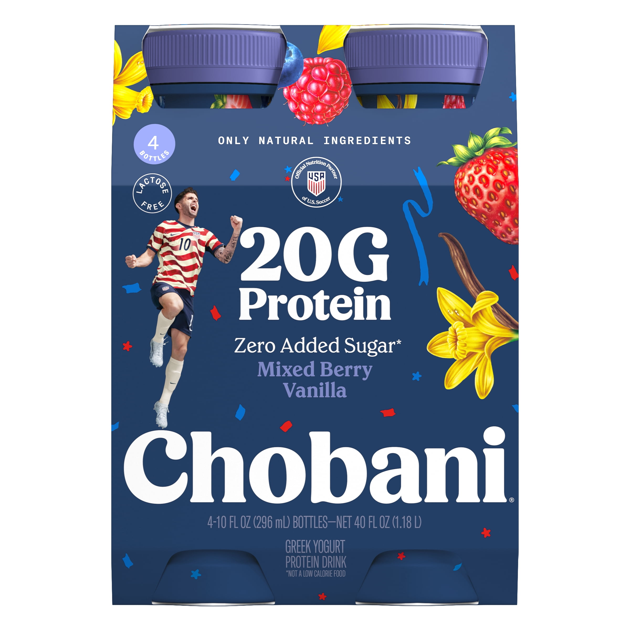 Chobani Complete Lowfat Greek Yogurt Drink Mixed Berry Vanilla 10 fl oz 4PK