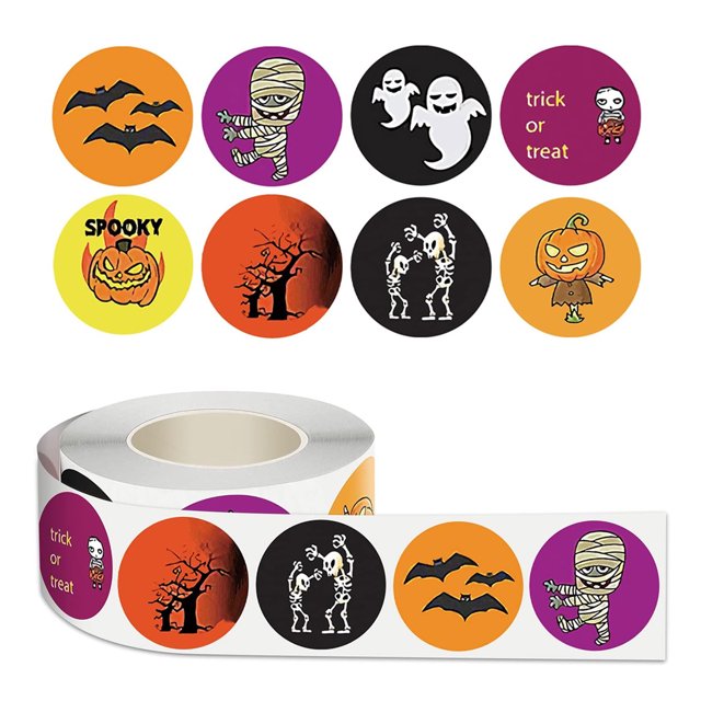 500 pegatinas de Halloween para niños, pegatinas para bolsas de golosinas, pegatinas autoadhesivas redondas para vacaciones