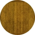 thumbnail image 1 of Ahgly Company Machine Washable Indoor Round Abstract Yellow Modern Area Rugs, 5' Round, 1 of 4