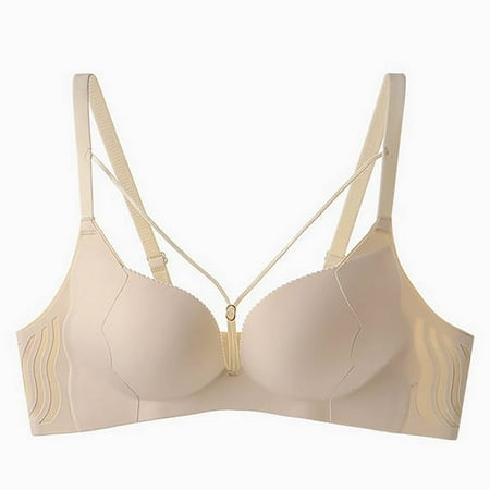 SMihono Women s Push Up Plunge Balconette Front Criss-Cross Underwire Bra Sexy Deep V Neck Bras Lightly Padded Underwear Beige XL
