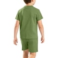 thumbnail image 5 of Amidoa Girls Summer Outfit Sets 2 Piece T-Shirt Short Sleeve and Shorts Set Kids Clothing Sets Army Green Size 4T, 5 of 8