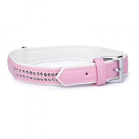 east side collection faux leather sparkle gemstone dog collar, 1418-inch, pink