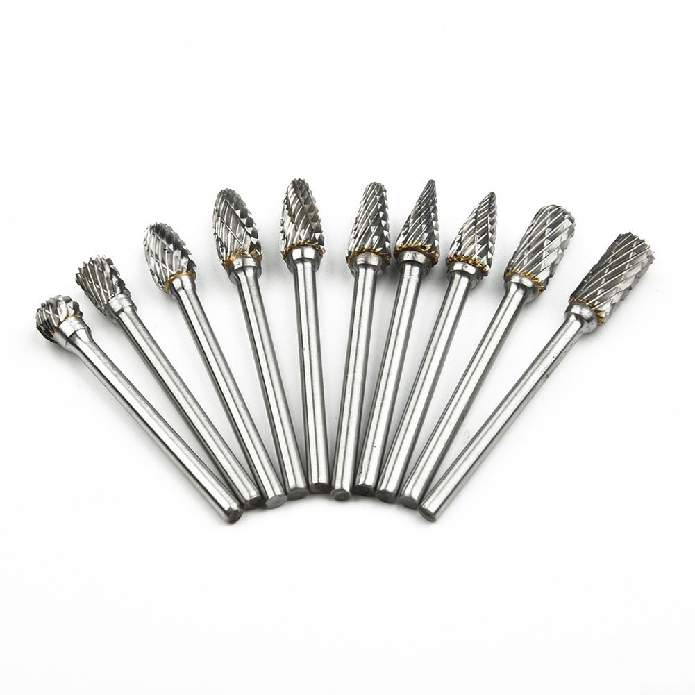 10Pcs/Set Shank Tungsten Carbide Metal Rotary Drill Bits Tool Cutter Files 