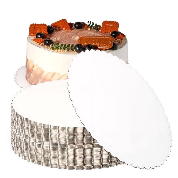 Fit Meal Prep 20 Pack 12 Inch Round White Cake Boards, Disposable Pizza Circles, Pan Base Stand for Desserts and Pastries, Greaseproof Cardboard Rounds for DIY, Birthday