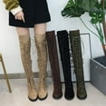 thumbnail image 6 of Xiaoxatg Women's Over-The-Knee Boots Fashionable Lace Up Suede Flat Low Heel for Autumn and Winter 7 Black, 6 of 9