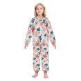 thumbnail image 2 of Fluffy Pajamas Set Fuzzy Winter Warm Pj Sets Pullover Tops and Long Pants Coral and Teal Floral Pattern Large, 2 of 8