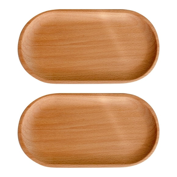 2Pcs Wooden Tray Solid Wood Serving Tray Bathroom Tray Rectangle Small Platter Tea Tray Coffee Table Tray