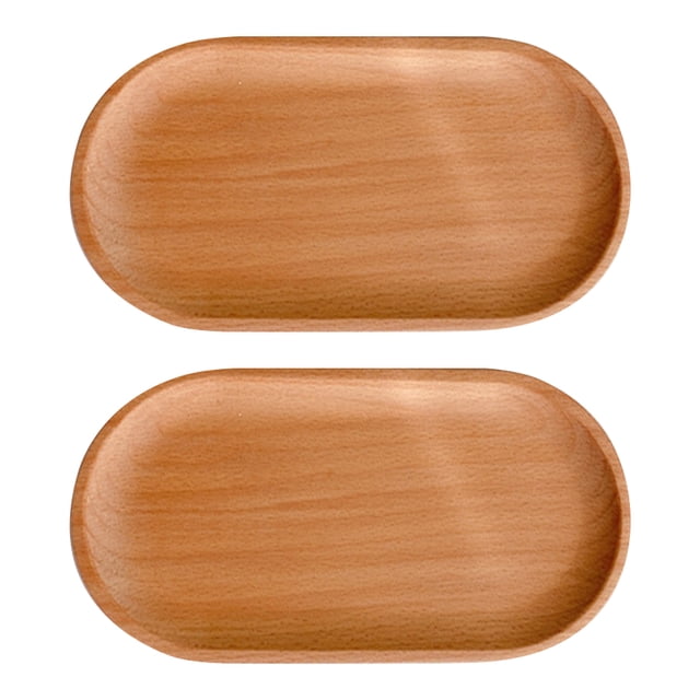 2Pcs Wooden Tray Solid Wood Serving Tray Bathroom Tray Rectangle Small Platter Tea Tray Coffee Table Tray
