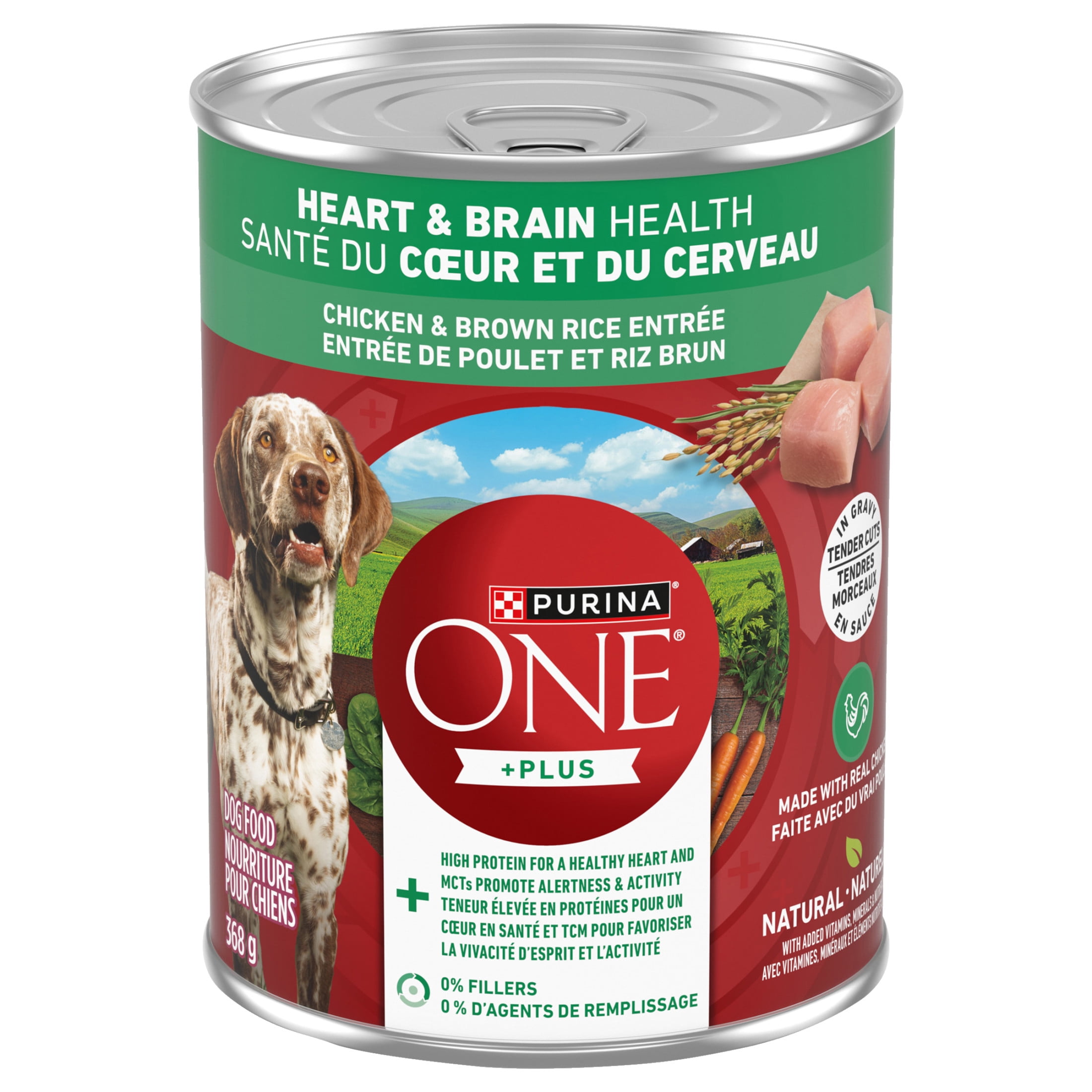 Purina ONE +Plus Heart & Brain Health Chicken & Brown Rice Entrée, Wet Dog Food, 368 g