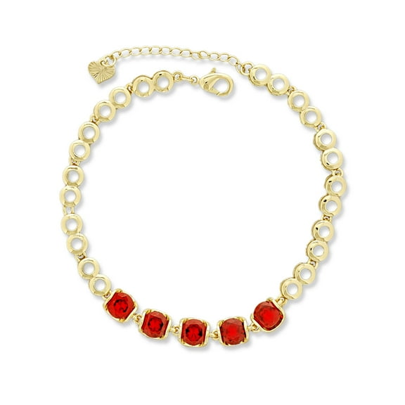 Kaash Custom Women's CZ Stone Fine Ankle Bracelet, 8" 2" inch Adjustable Size in Brass Mertal