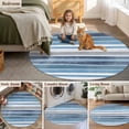 thumbnail image 6 of Northern Europe Round Area Rugs 3 ft, Blue Vintage Stripes Washable Small Area Rug with Non-Slip Sturdy Edge Binding Round Front Door Mat Floor Carpet for Entryway, 6 of 9