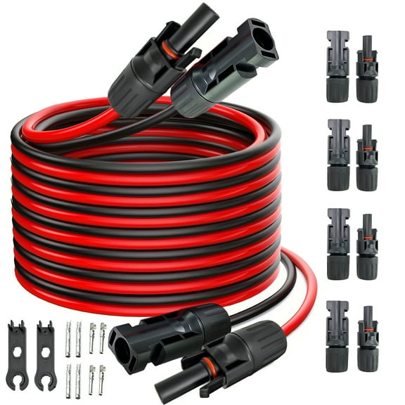 iMeshbean Solar Panel Extension Cable, 30FT 10AWG Solar Cable, Solar Panel Cable with Female and Male IP67 Waterproof Connectors for Outdoor Automotive RV Boat Marine Solar Panel