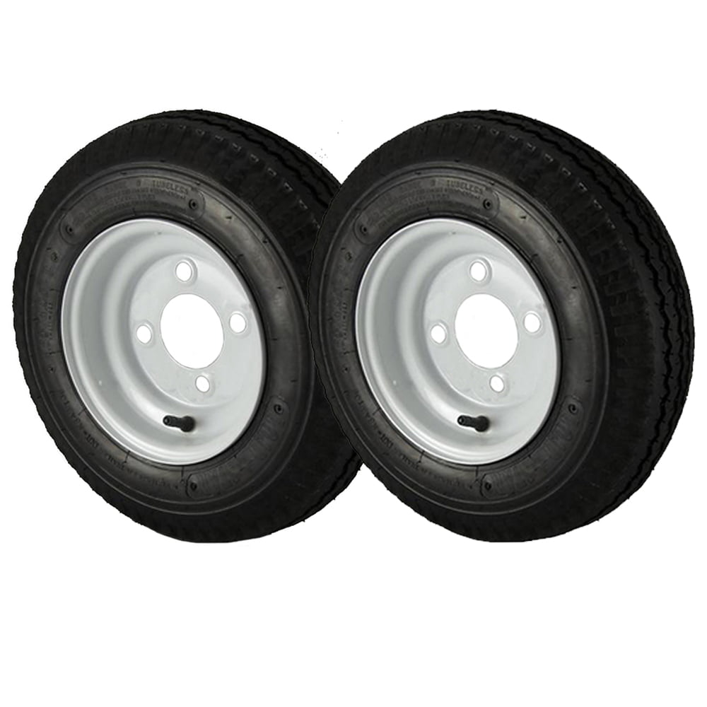 2-Pack Trailer Tire On Rim 480X8 Load C 5 Lug Conventional White 
