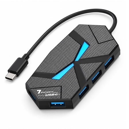 Samovi USB C Hub Multiport Adapter, 7-Port USB C to USB Hub, USB 3.0 Splitter for Laptop, PC, Xbox, Gamepad,Flash Drive, HDD, Console, Printer, Camera,Keyboard, Mouse,USB Fan (Type-C, 1ft)