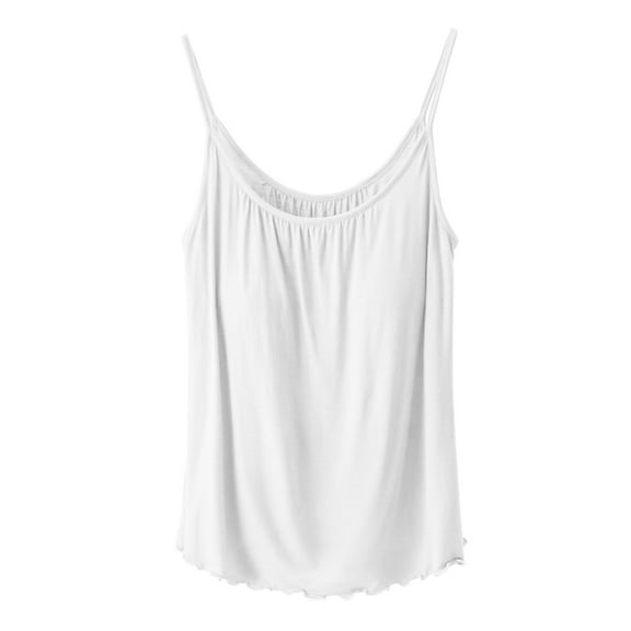 VMESZQFG Women's Round Neck Sleeveless Navel Tank Top Backless Spaghetti Casual Loose Built In Bras Tube Tops Women Summer Beach Tshirts White XL