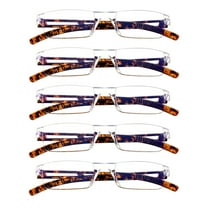 5 Pairs Reading Glasses, Blue Light Blocking Glasses, Computer Reading Glasses for Women and Men, Fashion Square Eyewear Frame (Tortoise, 3.00 Magnification)