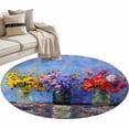 thumbnail image 2 of Spring Flowers Round Area Rug 4ft, Colorful Vases Floral Oil Painting Art Washable Non-Slip Circle Rugs for Bedroom Living Room Kitchen, Soft Non Shedding Circle Carpet for Dining Room Dorm, 2 of 9