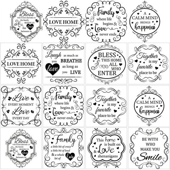 DIY 12 Sheets Vintage Words Rub on Transfers for Crafts Vintage Damask Border Rub on Transfer Stickers Vintage Letters Rub on Decal Sticker for Wood Paper Furniture DIY Home Decor 5.5x5.5" DIY