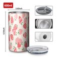 thumbnail image 4 of 20oz Coffee Tumblers Strawberry Plants Fruit Light Pink Pattern Stainless Steel Vacuum Insulated Travel Tumbler Coffee Cups Mug with Lid and Straw with Cleaning Brush for Cold & Hot Drinks, 4 of 5