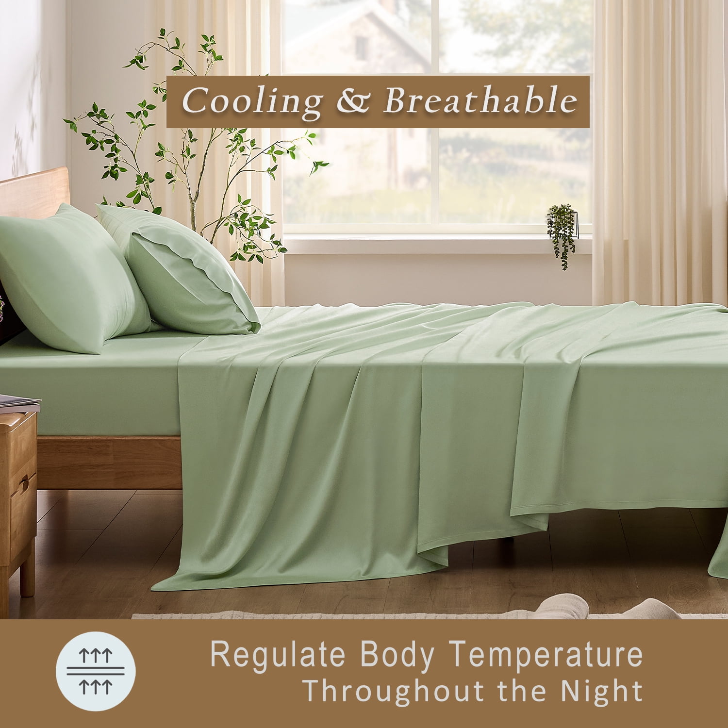 TOSMO Luxury Sheet Set 4 Piece King Size - 100% Viscose Derived from Bamboo - 18” Extra Deep Pockets, Oeko-Tex Certified, Silky Soft, Cooling and Breathable