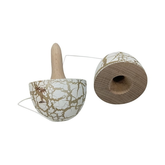 Bahama Kendama Egg - Wooden Crackle Egg shaped Pill - White over Gold