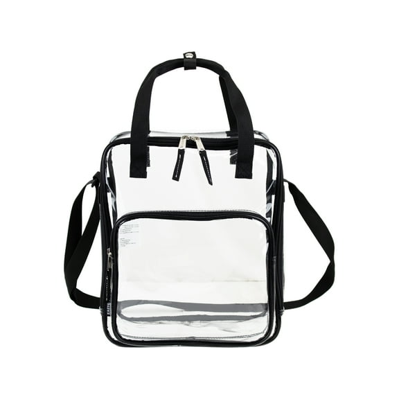 Eastsport Unisex Clear Double Handle Stadium Approved Tote, Black Trim