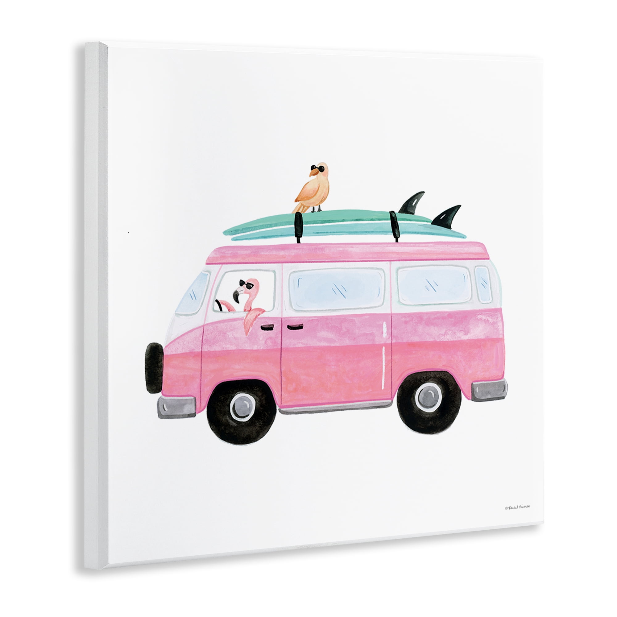 Stupell Industries Summer Birds & Van Transportation Painting Unframed Art Print Wall Art, 12 x 12
