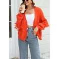 thumbnail image 4 of Fringe Tassel Open Front Sweater Cardi Long Sleeve Drop Shoulder Orange X-Large, 4 of 5