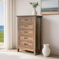 thumbnail image 1 of Commode à 5 Tiroirs pour Chambre, Haute Commode en Bois avec Poignées en Métal, Commode de Rangement Style Ferme pour Chambre, Salon, Couloir, Entrée, 1 of 8