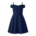 thumbnail image 4 of Rvusndi Flower Girl Dress Off Shoulder Dress Party Dress Solid Color A Line Summer Dresses Elegant Formal Evening Gown for Big Kids Wedding Graduation Dresses, 4 of 6