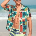 thumbnail image 5 of Lsque Colorful Hawaii Palms pattern Hawaiian Shirt for Men, Unisex Summer Beach Casual Short Sleeve Button Down Shirts-Large, 5 of 9