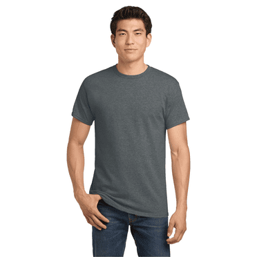 Gildan Men's Heavy Cotton T-Shirt, Crewneck Heavy Cotton Shirt, Dark Heather, L