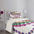 thumbnail image 3 of Ambesonne Mardi Gras Quilted Bedspread Set 2 Pcs, Party Beads Patterns, Twin Size, Multicolor, 3 of 5
