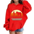 thumbnail image 4 of Big Girls Hoodies Sweatshirts Winter Warm Pullover With Pocket Cute Horse Print Long Sleeve Hooded Sweatshirt Kids Clothes Red Size 12-13T, 4 of 4