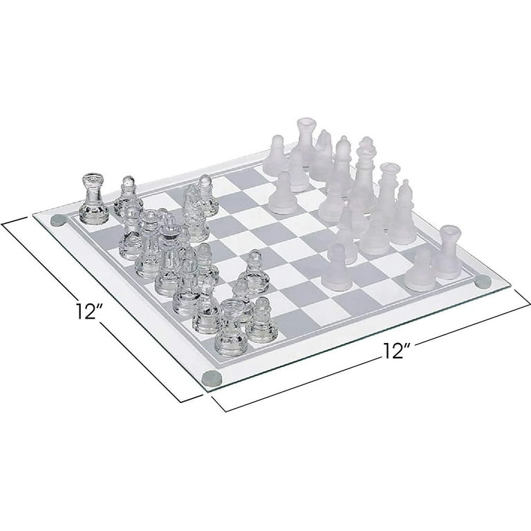 WE Games Black and Clear Glass Chess Set