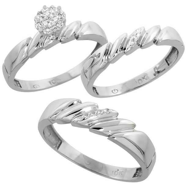 Gabriella Gold 10k Gold Diamond Trio Engagement Wedding