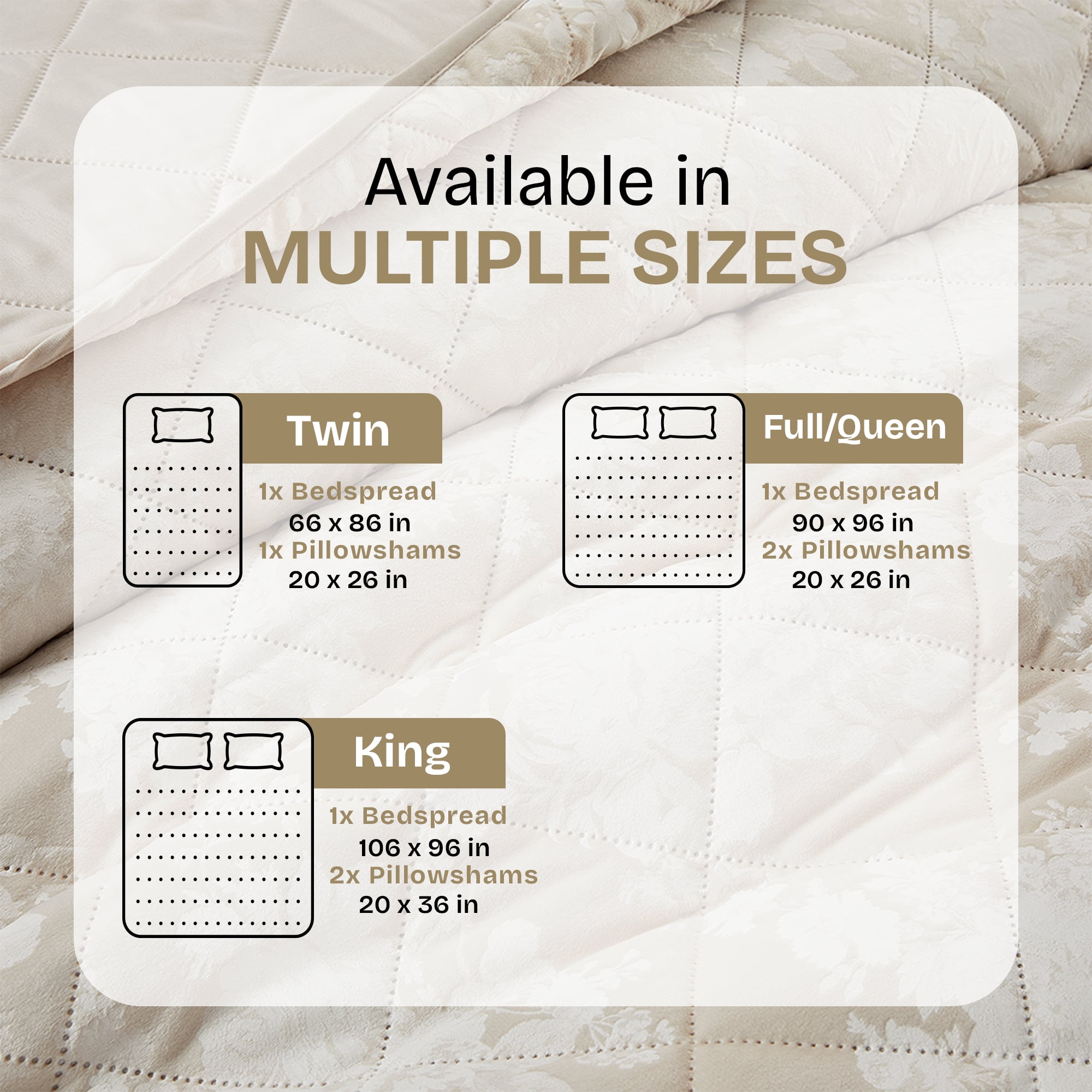 Ameha 3-Piece Velvet Quilt Set Floral Diamond Pattern Ultrasonic Embossed Bedspread Reversible Lightweight Microfiber Coverlet King Size Beige